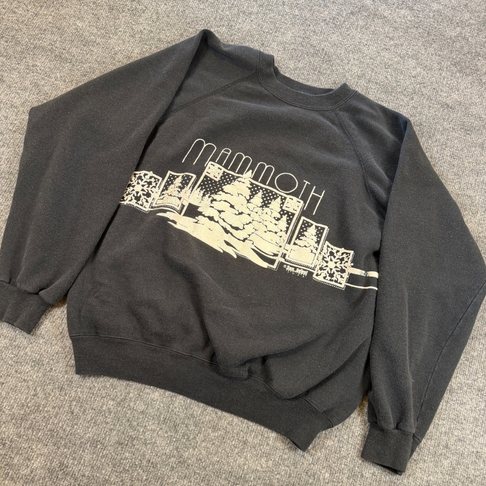 Vintage 90s Hanes Mammoth Mountain Graphic Sweatshirt Cotton Black XL Gorpcore
